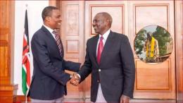 David Ndakwa sharing a moment with President William Ruto at State House Nairobi (Inset: The late Malulu Injendi's son Ryan Injendi).